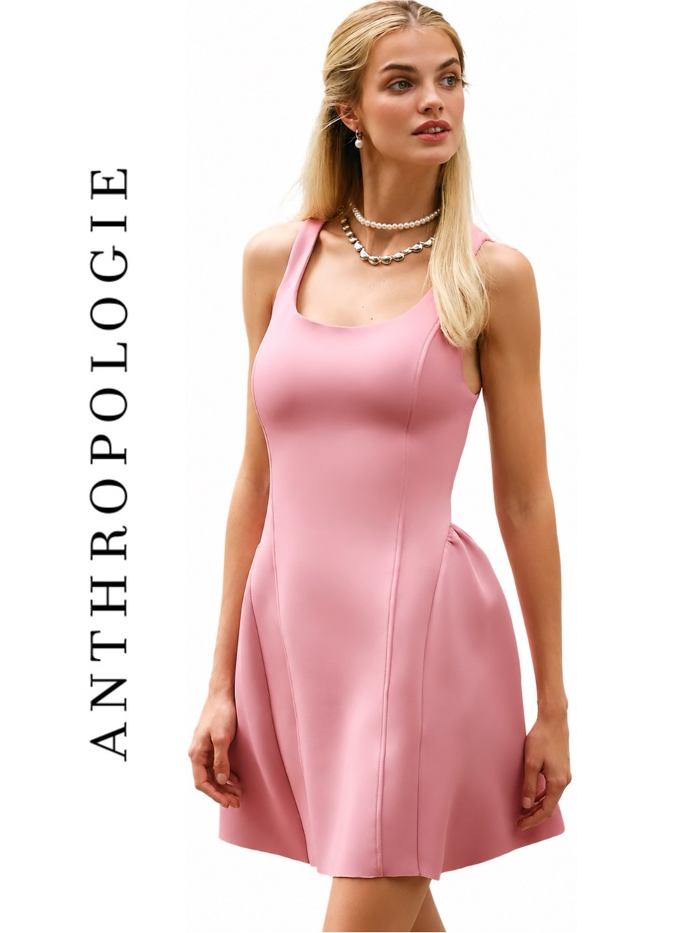 Anthropologie Maeve Sleeveless Seamed Fit & Flare Mini Dress